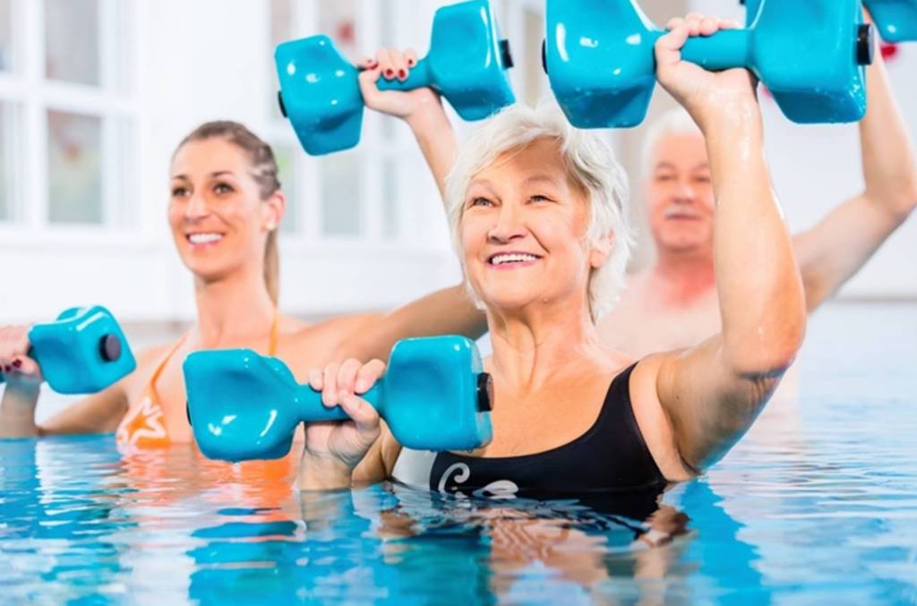 Senior Adults Enjoying Aquatic Aerobics