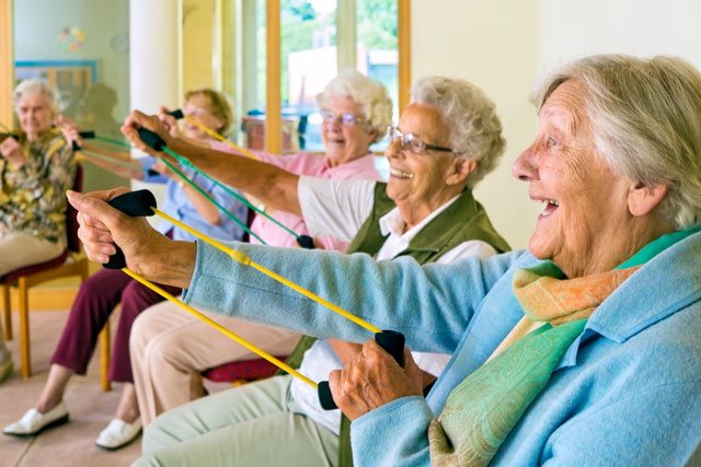 Senior Citizens Happy While Exercise